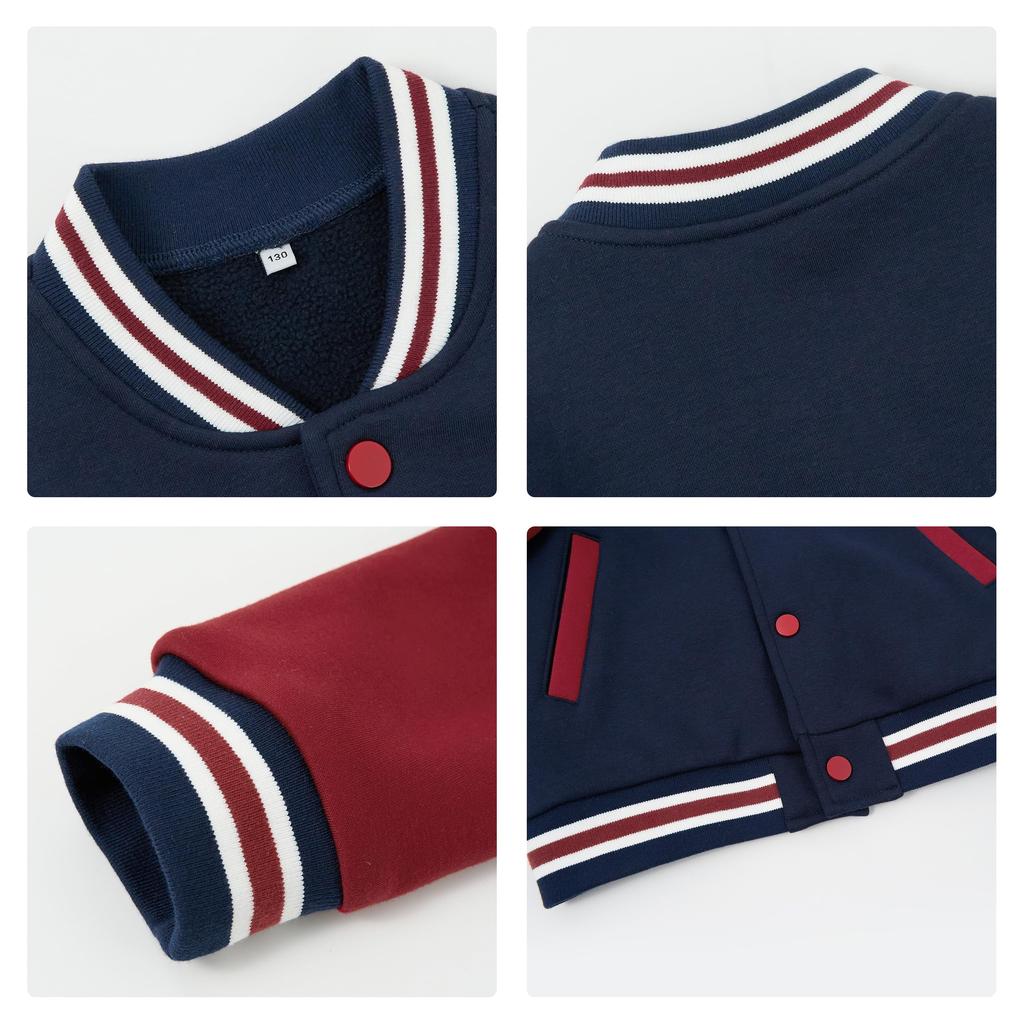 Volunboy Baseball Jacket for Long Baby Jacket with Perfect for School or Kindergarten Size Kids' Boys, Outerwear, Fall/Winter, Sleeve, Fleece-Lined,