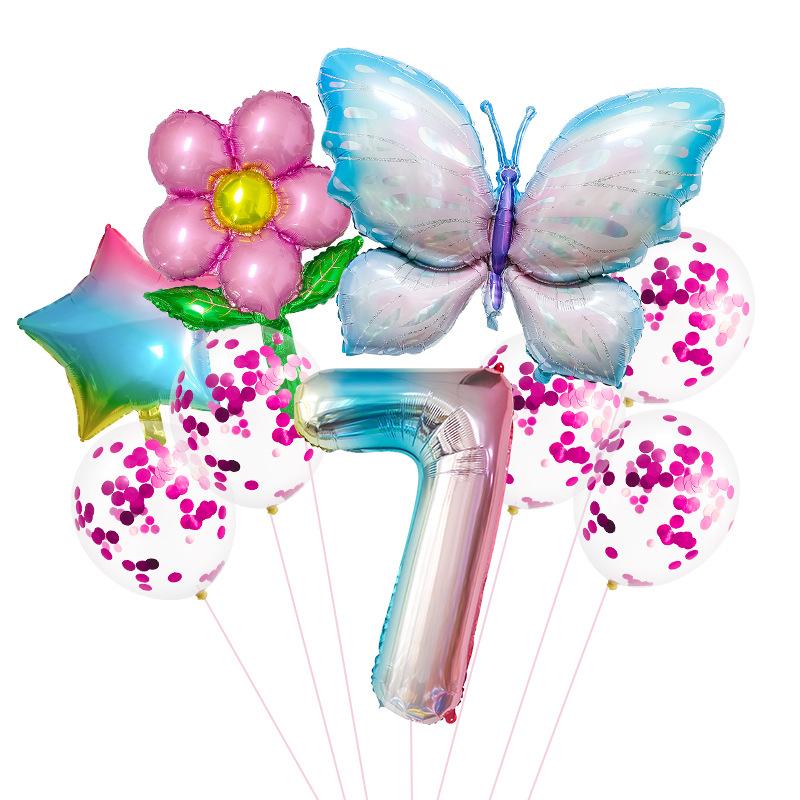 Butterfly Digital Balloon Birthday Party Aluminum Film Balloon Set Party Scene Decoration Props