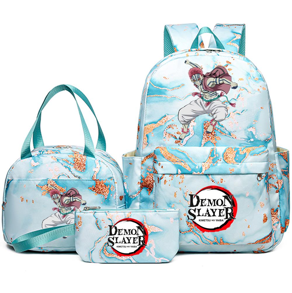3Pcs/set Demon Slayer Printed Backpack with Handbag Pencil Case Teenager Student Girl Boy Large Capacity Waterproof Bookbag Schoolbag Travel Bag Gift