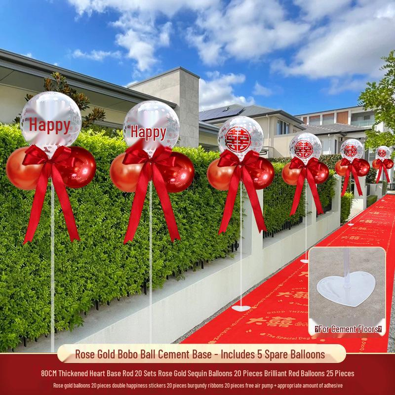 Outdoor Wedding Aisle Balloons - Double Happiness Yard Decorations