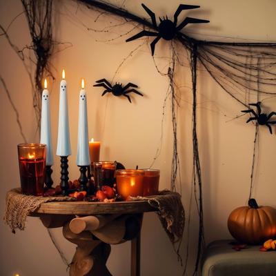 2/4Pcs Halloween Ghost Candle Light with Remote Timer Battery Powered Flickering Flameless Taper Candle
