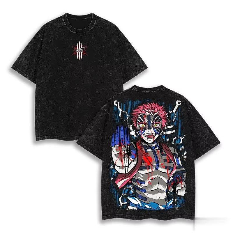 Vintage Washed Demon Slayer Anime Graphic T Shirt Men Women  Cotton Short Sleeve Tee Streetwear Casual Tops Yk Clothes