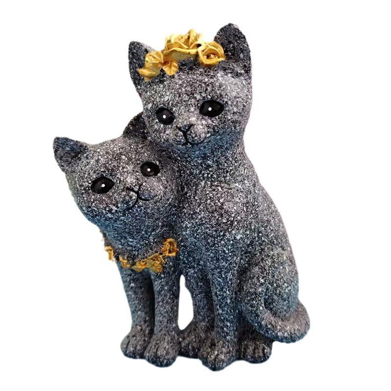 A20F-Marble Color Ornaments Couple Cat Home Cabinet Outdoor Gardening Decoration Valentine s Day Resin Craft Ornaments