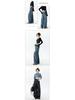 Women's High Waist Wide Leg Retro Scimitar Jeans - Deep Blue, Versatile Spring & Autumn