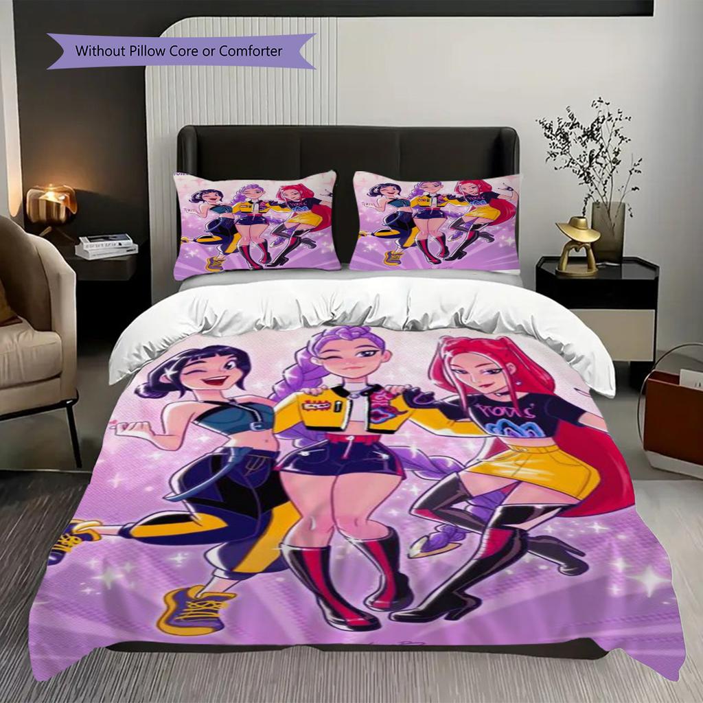 Kpop Demon Hunters Short Film 2 Threepiece Set 1 Duvet Cover 2 Pillowcase Without Core Bedding Set Duvet Cover And Pillowcase