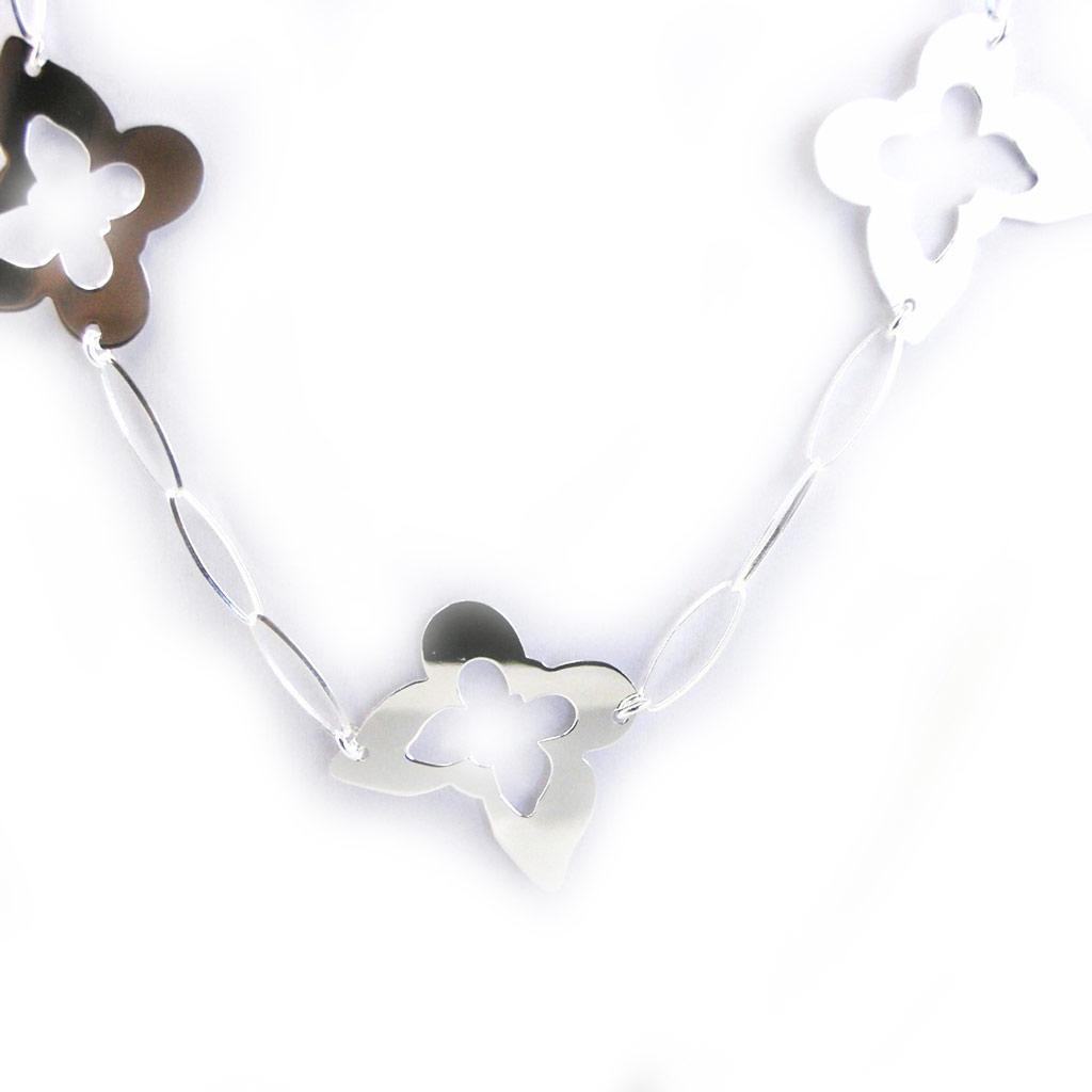 Les Trésors De Lily [G0604] - Silver 'Butterflies' Necklace