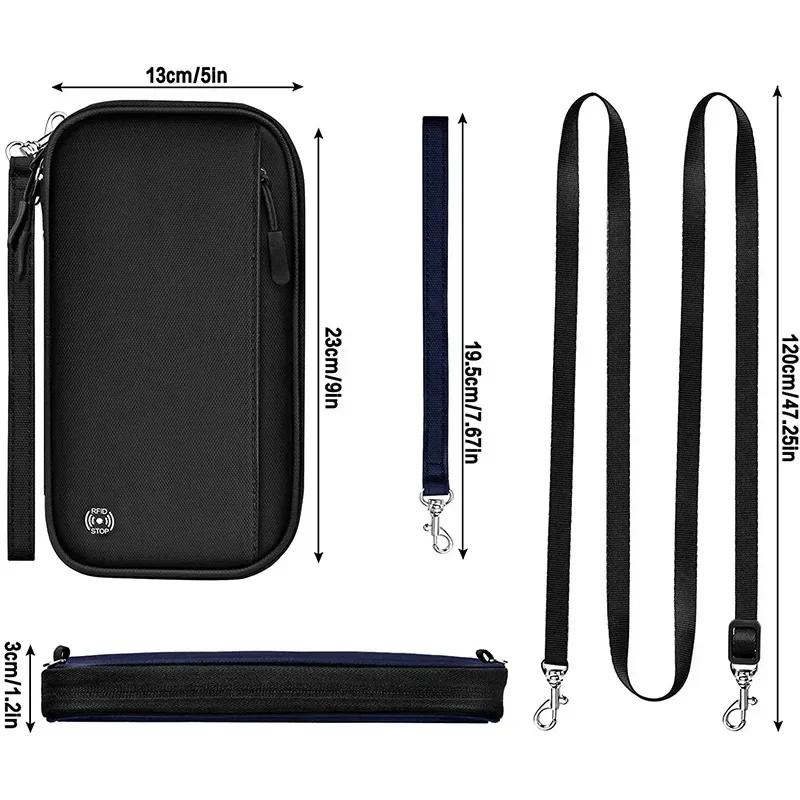 Travel Wallet Anti-Theft RFID Passport Card Holder MultiFunction Coin Purse Ticket Document Protection Cover Hanging Neck Pouch