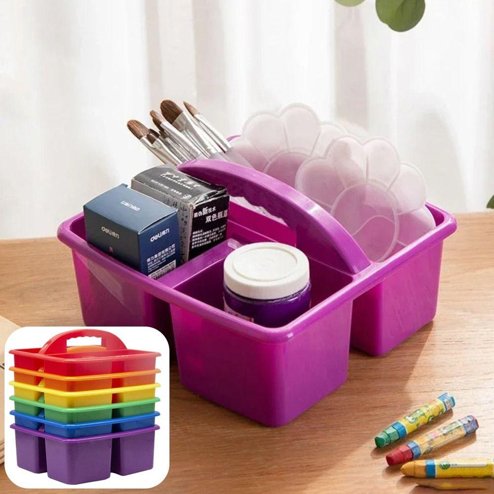 6Pcs/Set with Handles Plastic Storage Organizer Stackable Desktop Storage Box  Pen