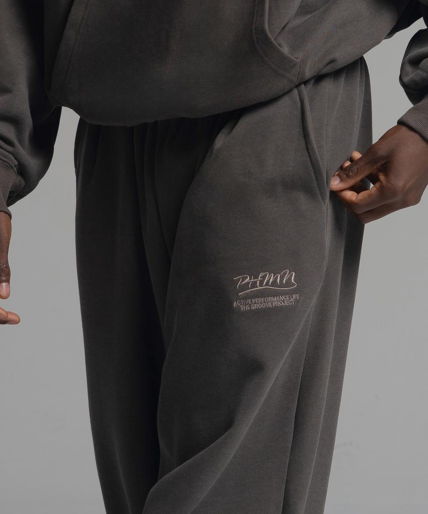 PHERMENON Pigment Oversized Wide String Jogger Pants - Gray