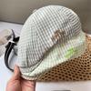 Spring retro pink plaid big head circumference reverse beret woman