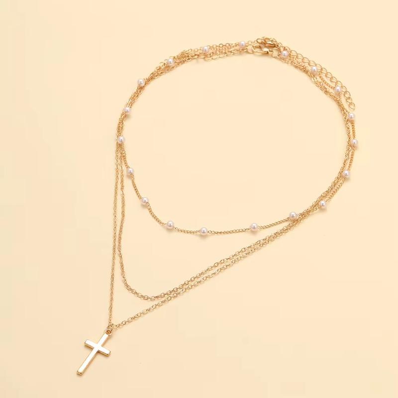 iF ME Cross Pendant Necklace for Women Charms Fashion Bohemia Gold Color Clavicle Chain Female Vintage Jewelry Trendy Gifts