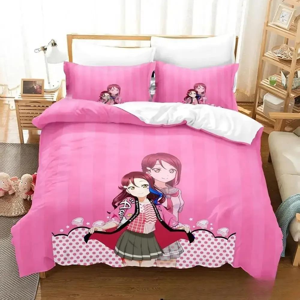 3D Print Anime LoveLive! Sunshine! Bedding Set Duvet Cover Bed Set Quilt Cover Pillowcase Comforter king Queen Size Boys Adult