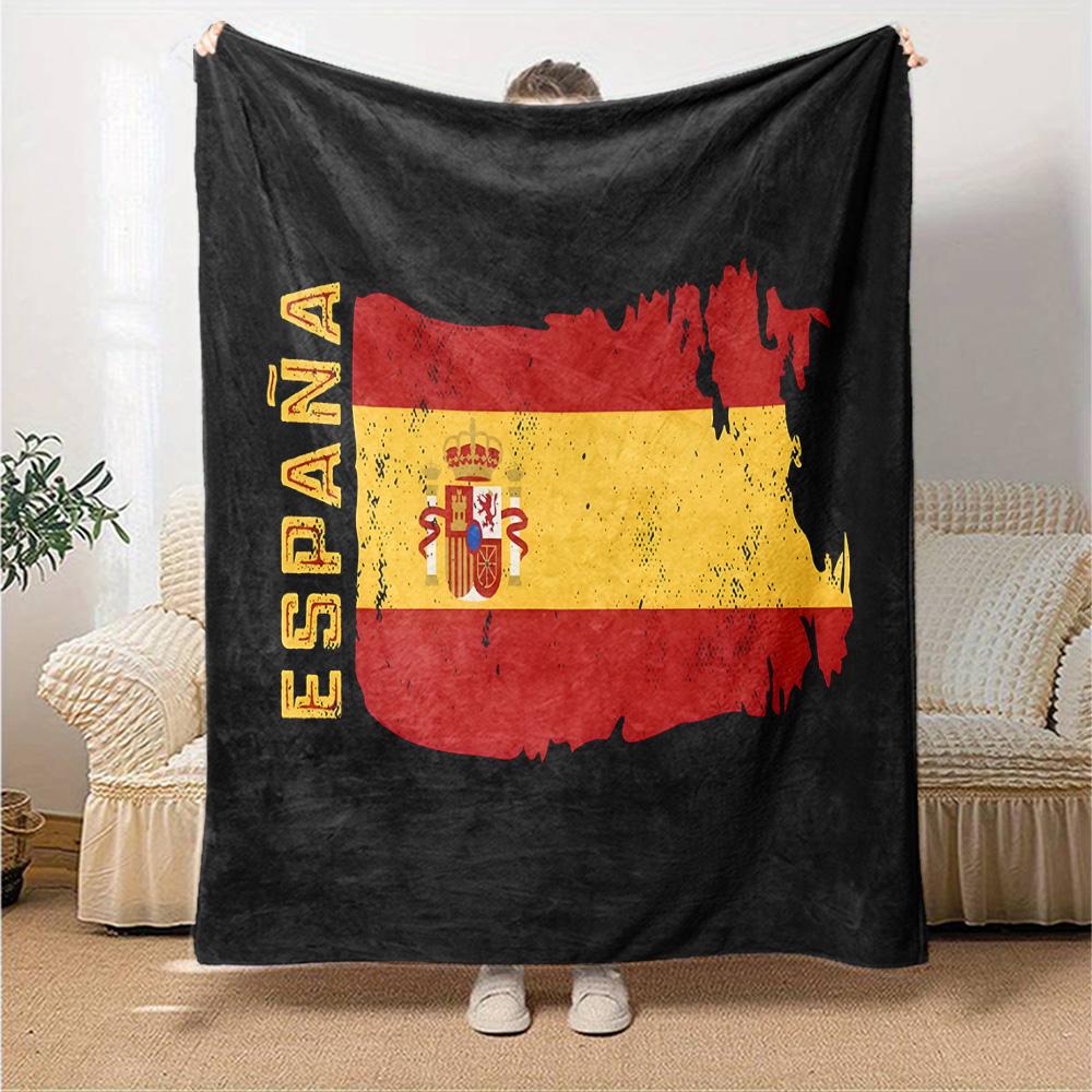Coperta in Flanella con Stemma di Spagna, Poliestere Morbido, Design Moderno, Per Tutte le Stagioni per Campeggio, Viaggi, Regali per Feste o Compleanni