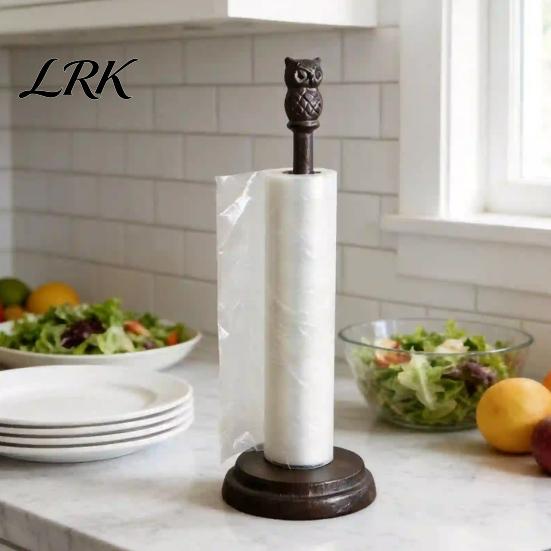 Decorative Paper Towel Holder Holder, Multi-Purpose Storage Stand for Kitchen Rolls Plastic Wrap And Paper, Rustic Rack Retro Cast Iron Napkin