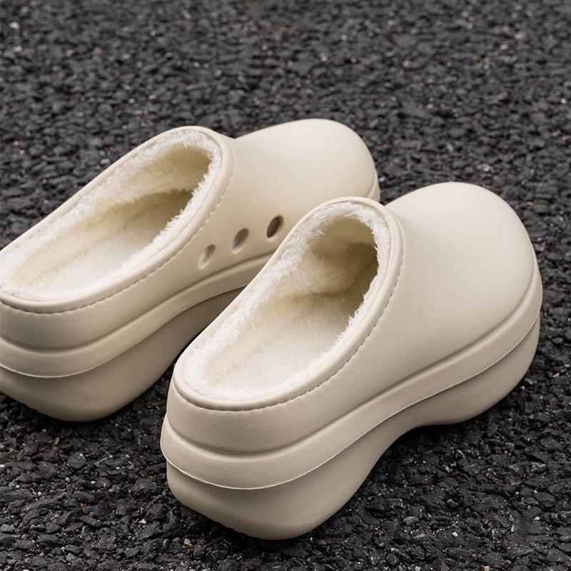 Men's Thick-Soled Cotton Slippers, 2025 Winter Collection - Waterproof, Non-Slip, Height-Enhancing, Plus Velvet, Toe-Covering Design