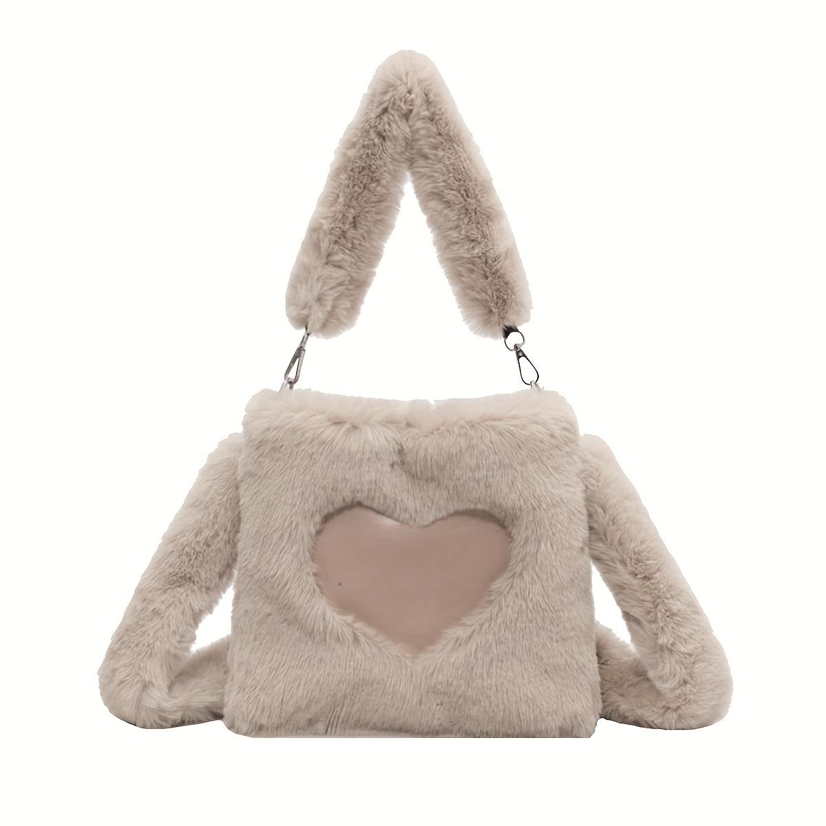 Пушистая сумка-тоут для женщин Мини-тоут Плюшевая сумка через плечо Сумка из искусственного меха Меховая сумочка
