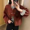 Modna Koreańska Stylistyka Zamszowa Kurtka Baseballowa Damska Zimowa Odzież Wierzchnia Luźny Krój Codzienny Płaszcz Modne Bluzki