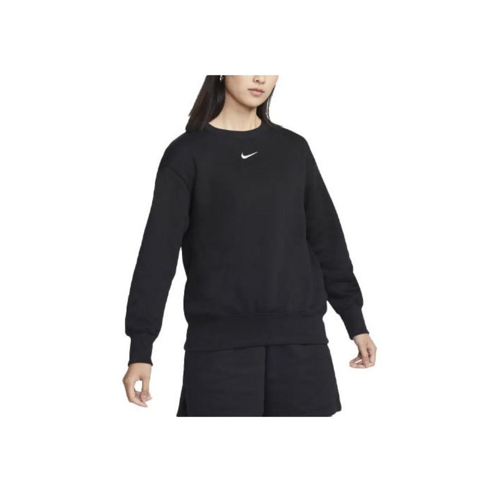 Nike Velvet Long-Sleeve Pullover Sweatshirt Women Tops Black DQ5734-010