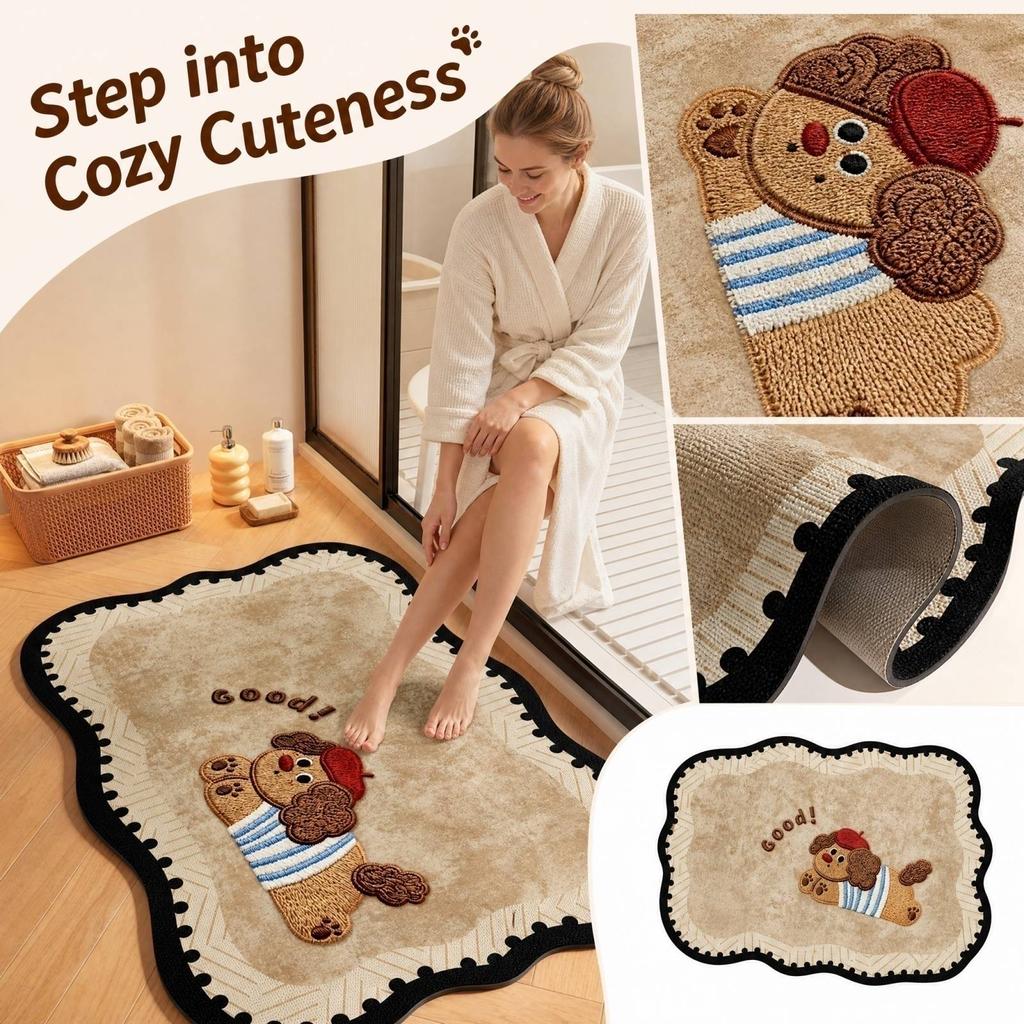 Cute Animal Diatomaceous Bath, Absorbent Non- Floor for Entryway, Quick Drying Easy Clean, 4060cm - Artistic Dog