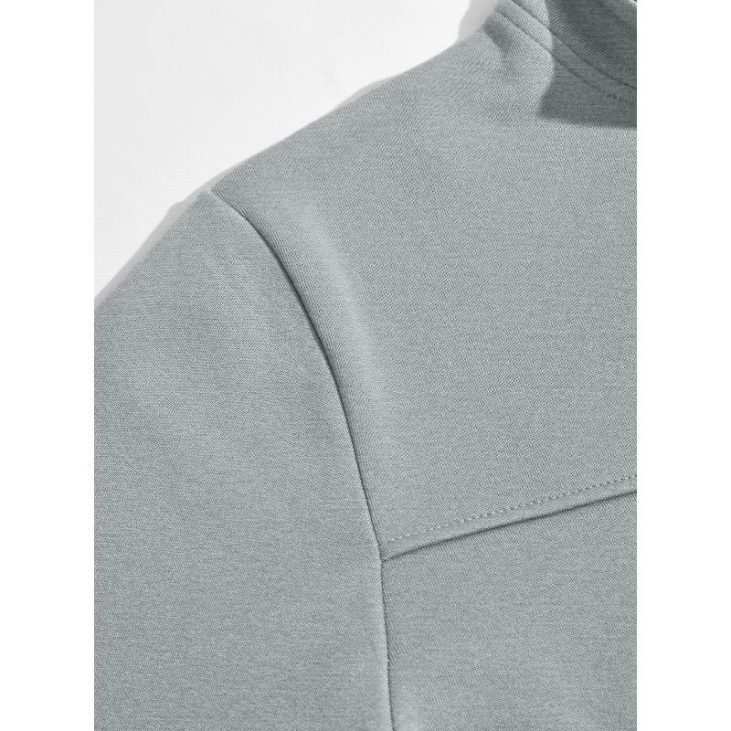 Men's Stand Collar Fleece Lined Zip Jacket Side Pockets Outdoor Casual Top.