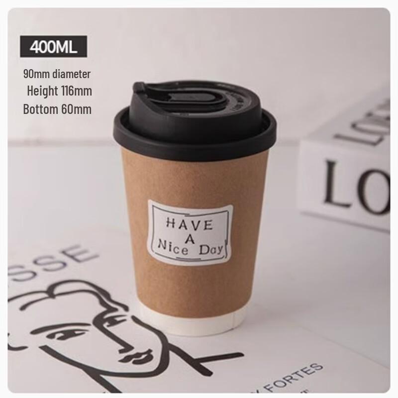 Disposable Double-Layer Paper Cups with Lids
