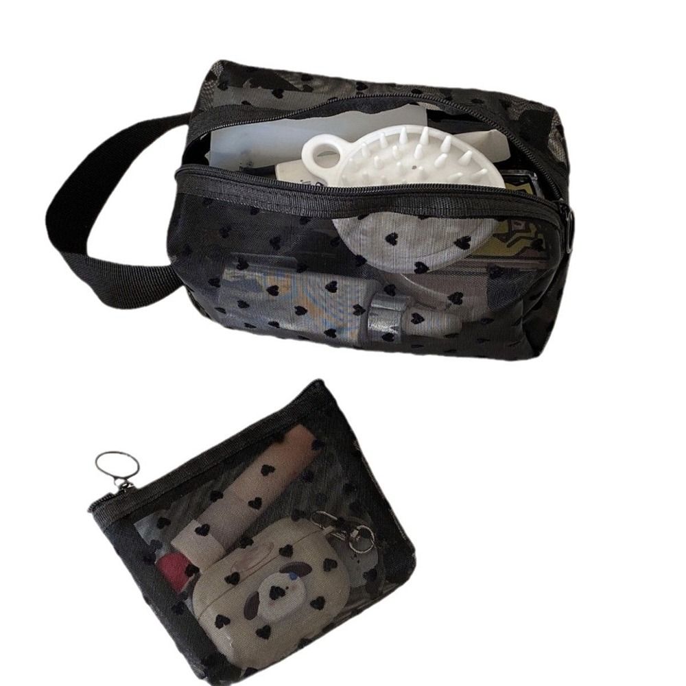 Black/Pink Women Cosmetic Storage Pouch Multifunction Lipstick Organizer Bags New Mesh Makeup Bag
