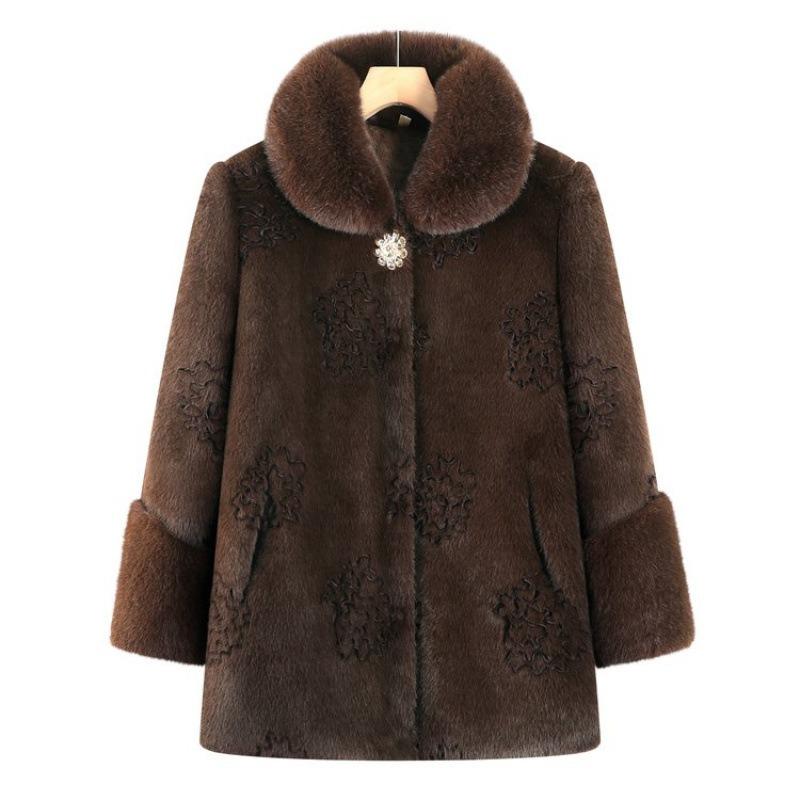 

Длинное утолщенное пальто средней длины зимняя одежда женское осенне-зимнее пальто пожилая женщина теплая стеганая куртка 5XL [Recommended 150-80 kg]