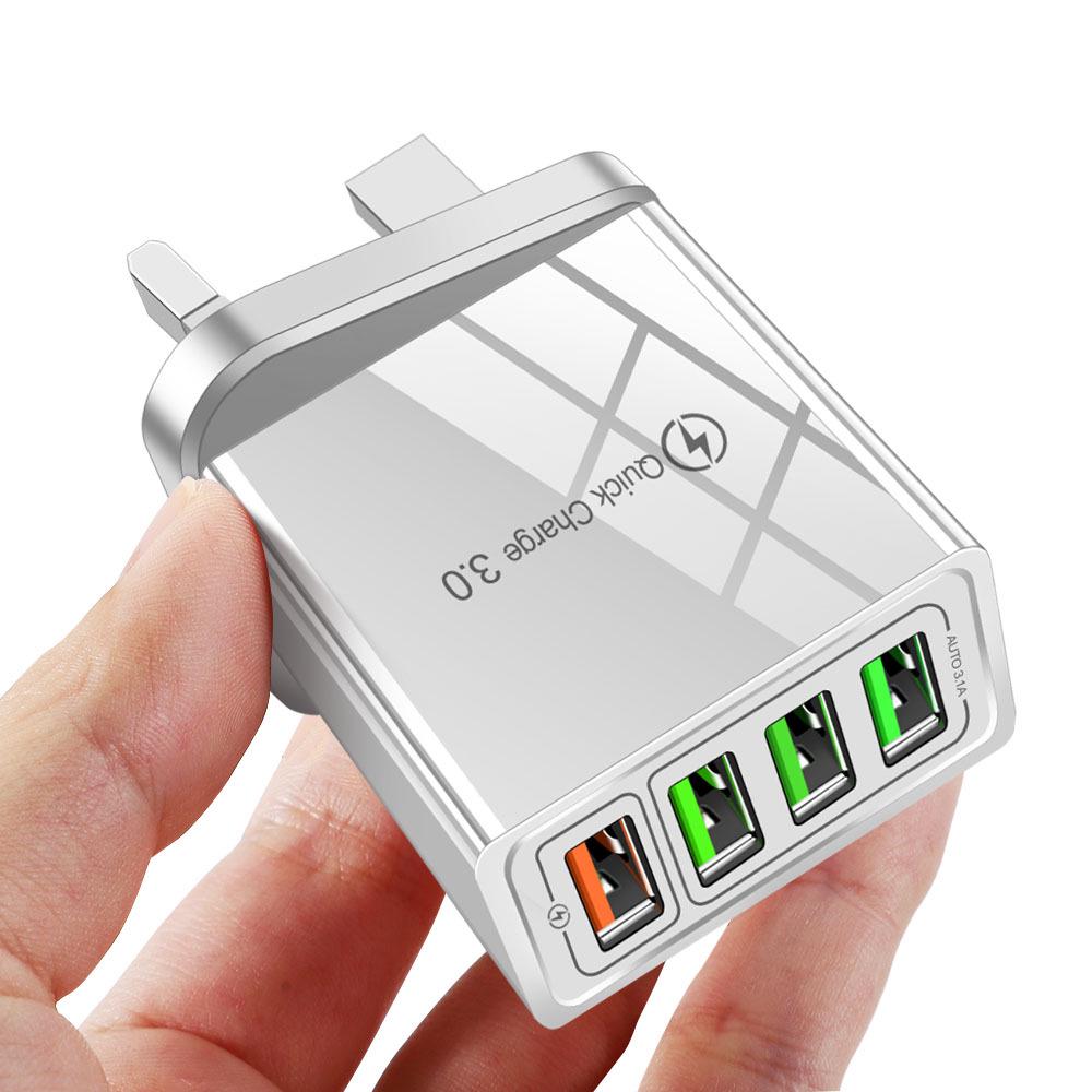 4-Port USB Fast Charger with QC3.0, 4.1A Smart Travel Adapter