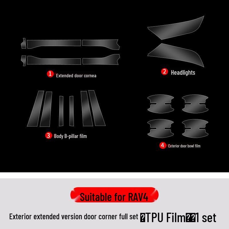 RAV4 Rongfang Custom TPU Transparent Protective Film for Door Corners