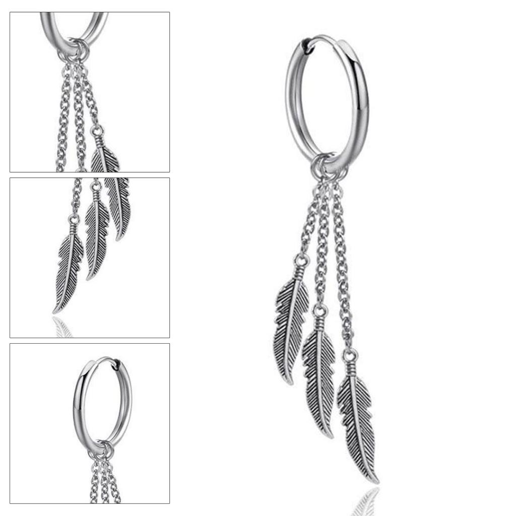 1 Pair Dangle Hoop Earrings Women Fashionable Elegant Stainless Steel Unique Pendant Earrings Jewelry