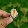 Natural Picture Jasper Gemstone Stackable Yellow Adjustable Ring 925 Silver
