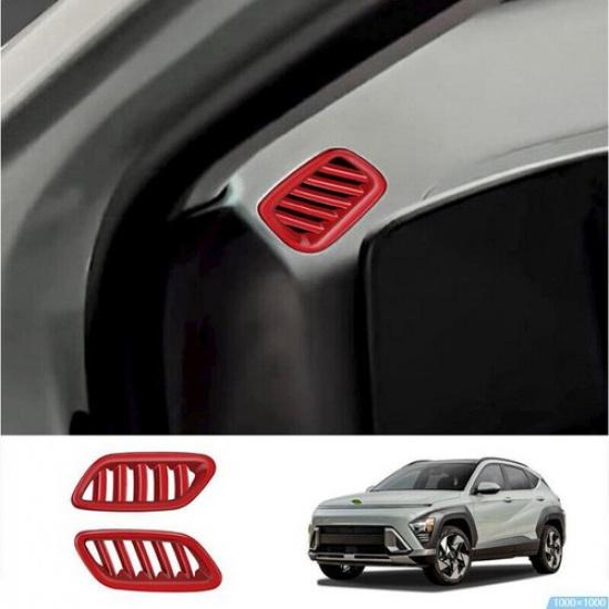 2x Red  for Hyundai Kona 2024-2025 Center Console Air Outlet Panel Cover Trim