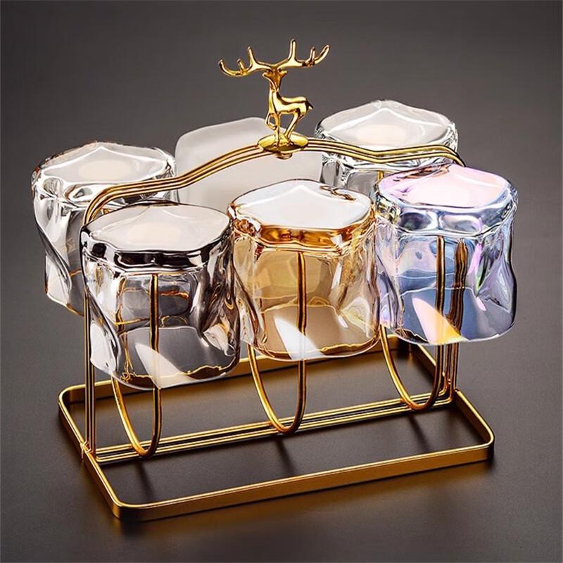 Twisted Glass Tumbler Set with Elk Holder