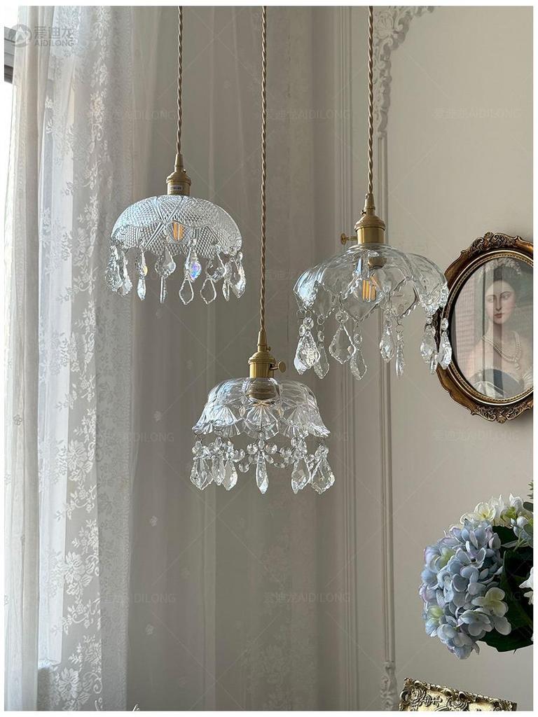 American Retro Crystal Chandelier for Hallway, Bedside, Balcony, and Cloakroom.