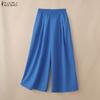 ZANZEA Pantaloni Culotte Larghi Casual da Donna a Vita Elasticizzata Monocolore