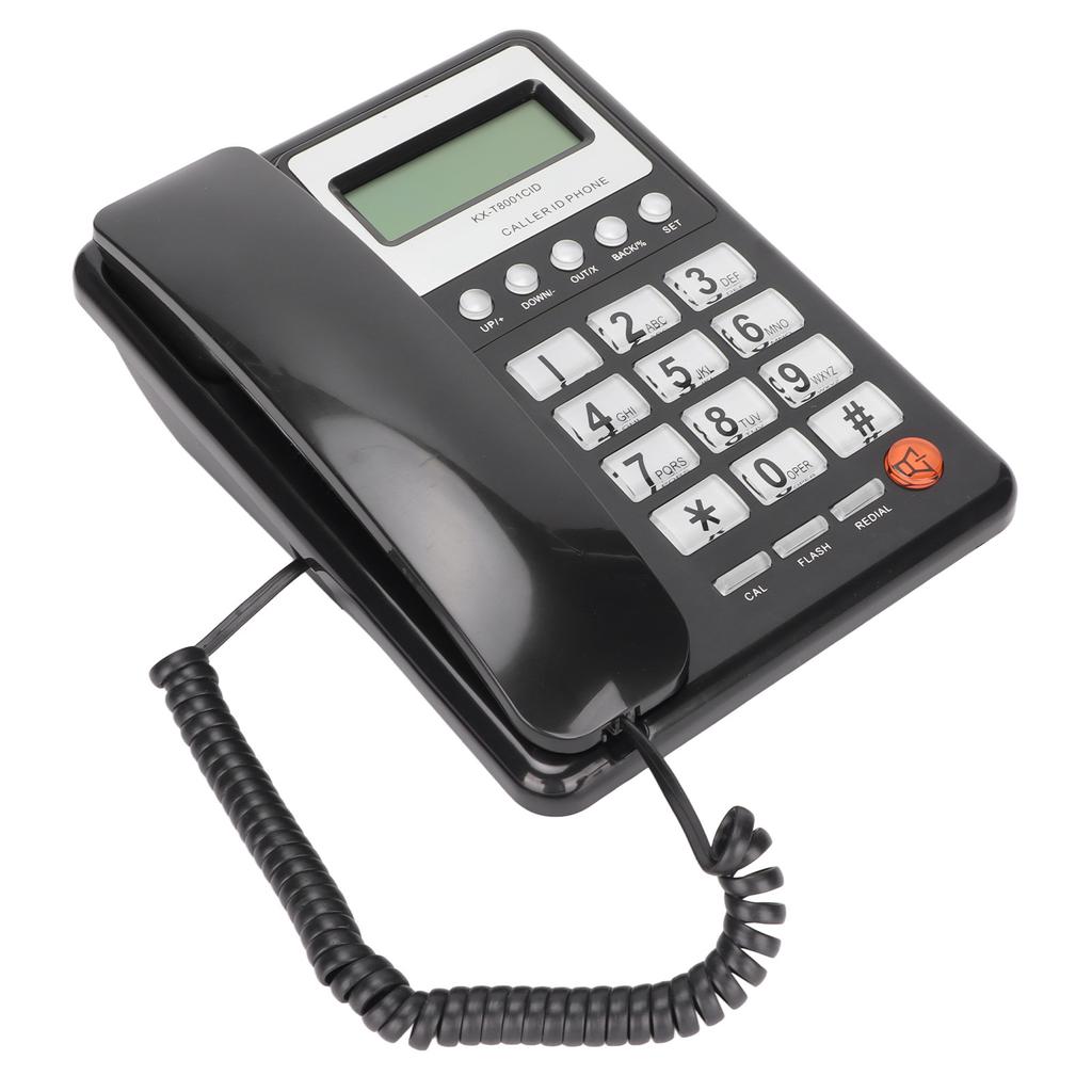 KXT8001CID Desktop Wired Phone Home Hotel Fixed Telephone with LCD Display Redial Function FSK DTMF(Black )