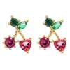 Tropical Fruit Zircon No-Piercing 925 Silver Stud Earrings – Lightweight Luxury Dangles for Women