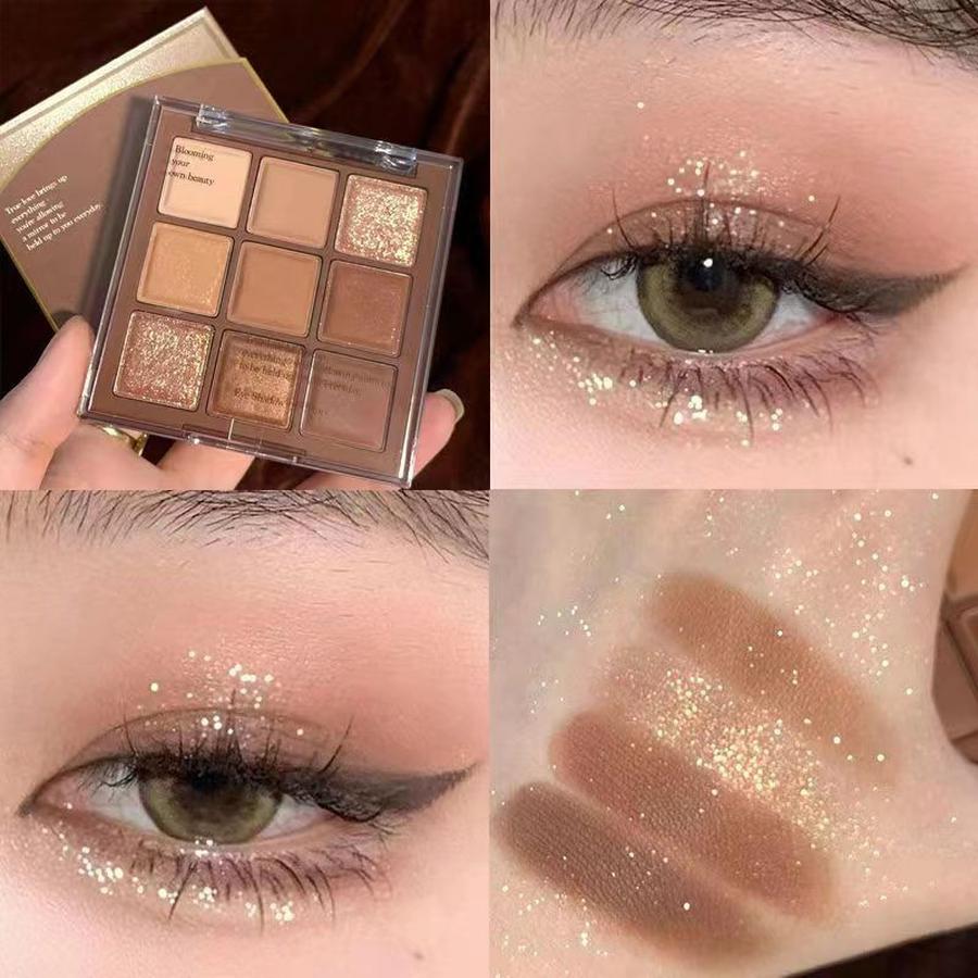 MGL Chocolate Nine Color Eyeshadow Nude Palette Glitter Coffee Color Student Genuine Ins Style Boutique Mocha