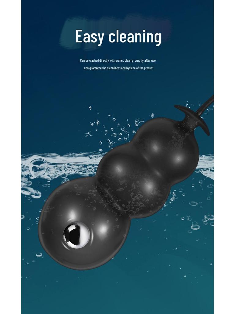 Extra Large Luminous Inflatable Anal Plug with Rolling Ball for Male/Female Use