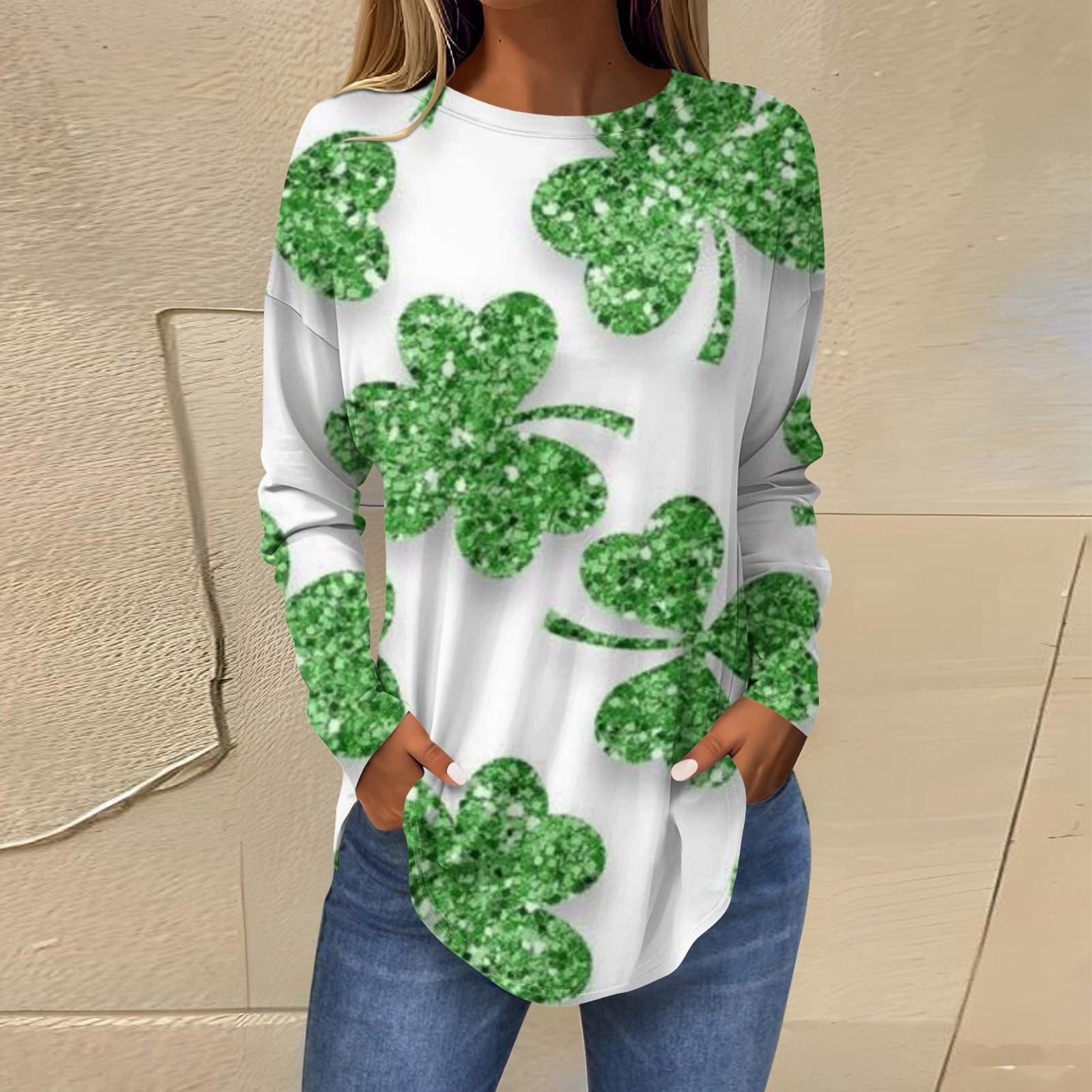 

Женская модная свободная футболка с круглым вырезом и длинным рукавом с принтом XL белый