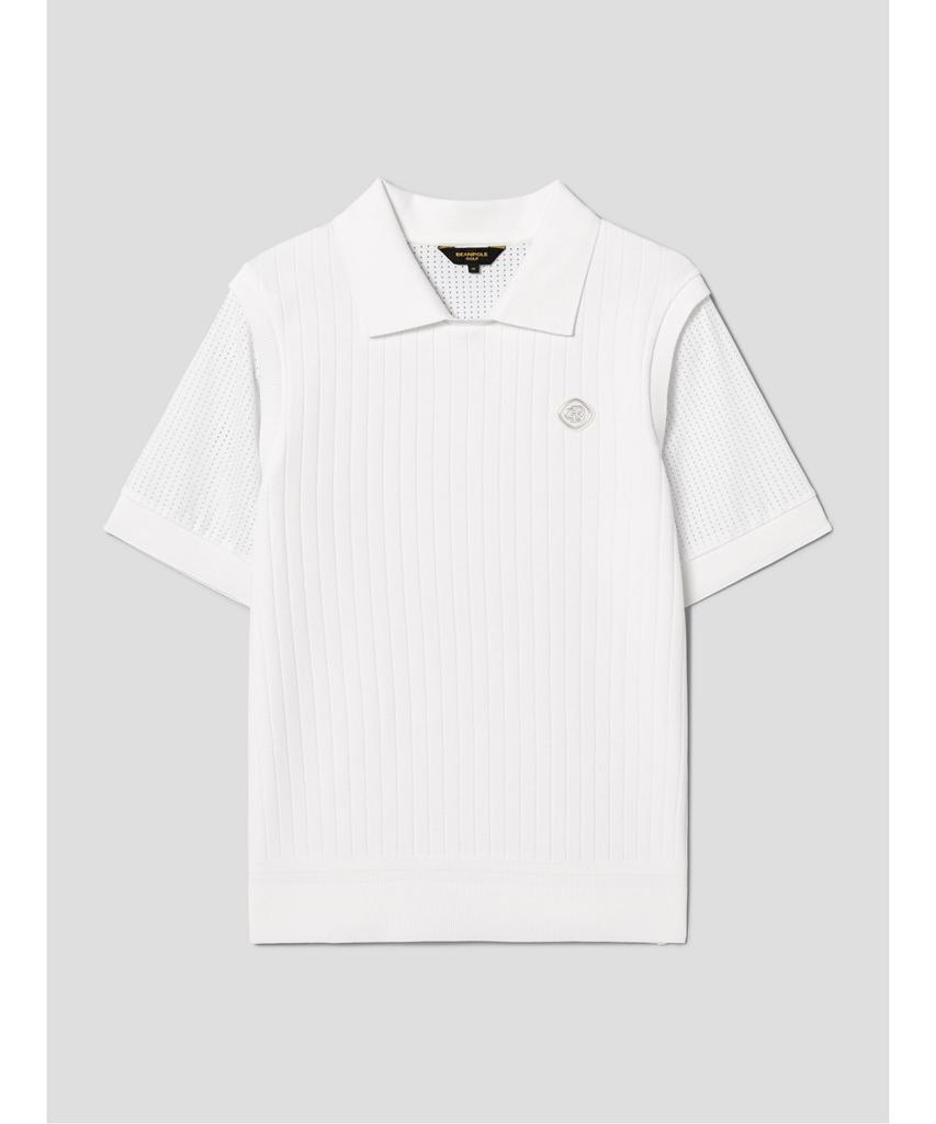 BEANPOLE GOLF [B_Under] Women'S Knit Hybrid Collar Short Sleeve T-Shirt - White