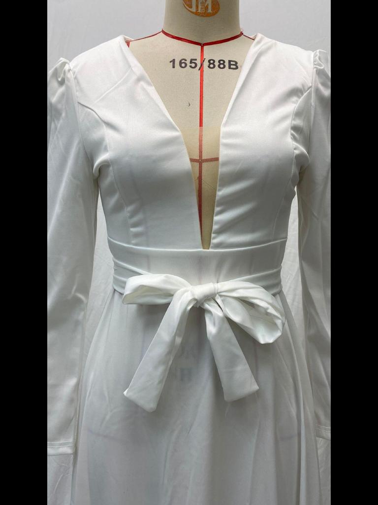 Weißes, schmales, langes Kleid im französischen Stil für Damen – Europäische und amerikanische Eleganz im Frühjahr/Sommer 2025