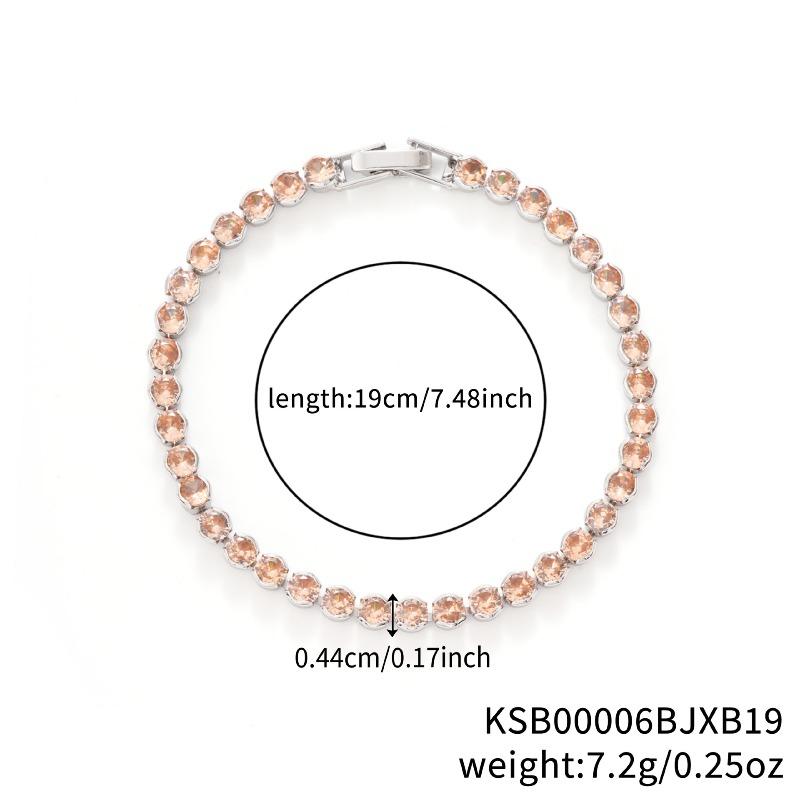 Mary Kashi Fashion Jewelry - Multi-sku Crystal Bracelet, Electroplated Aaa Cubic Zirconia Bracelet, Diamond-accented 4mm