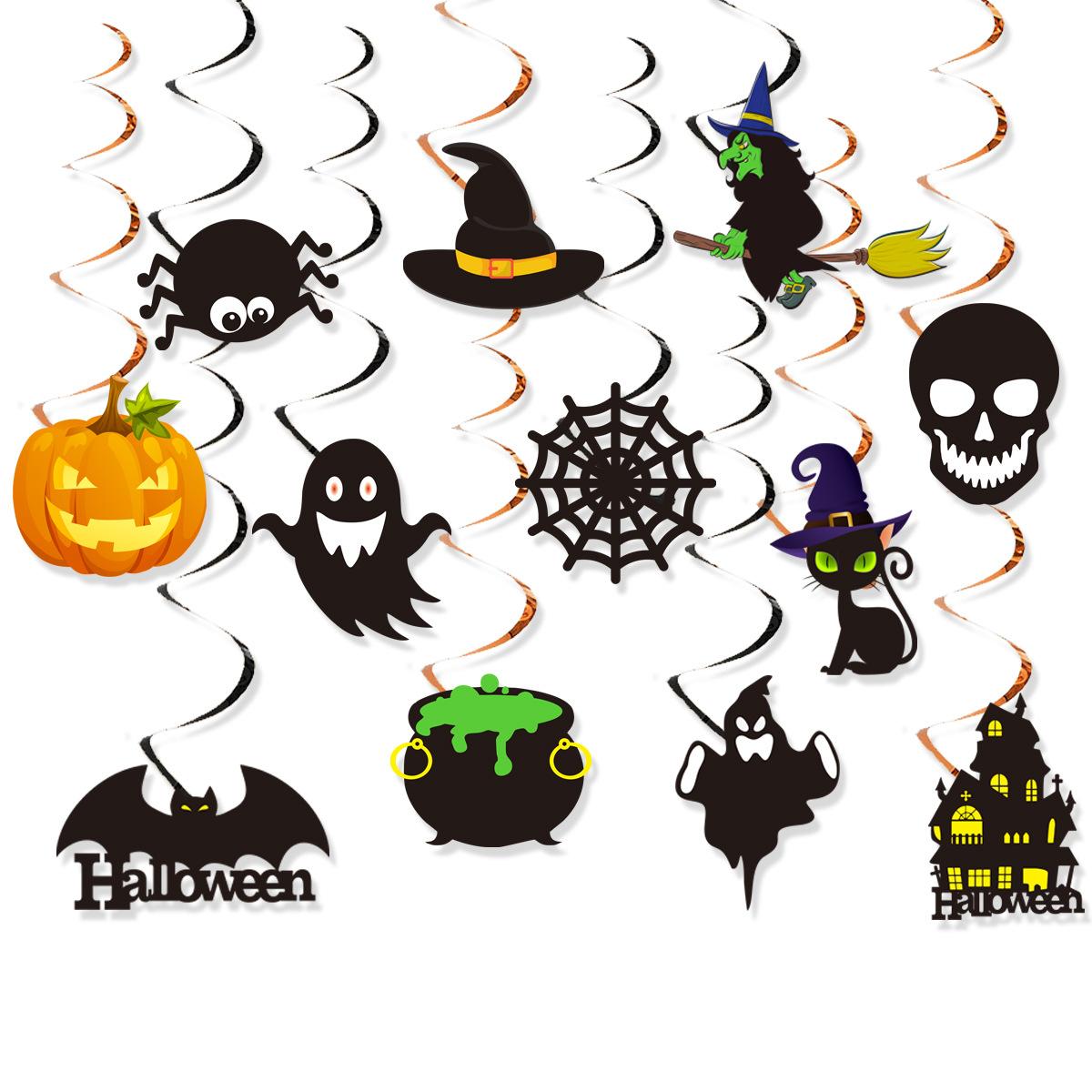 Halloween Themed Party Spiral, Ghost Festival Pumpkin Ghost Decoration Pvc Spiral Charm 25 Halloween 12-pack spirals [Type A]