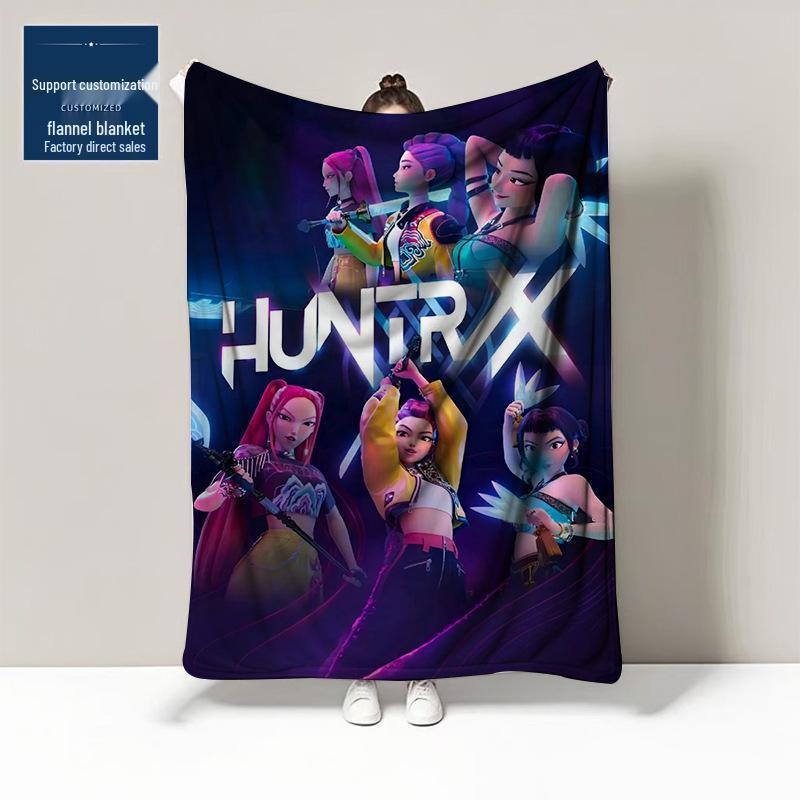 K-POP Demon Hunter Team Flannel Blanket – Custom Pattern Air Conditioning & Leg Cover Blanket