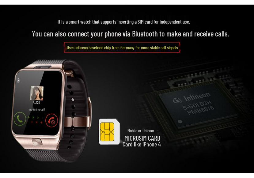 Touchscreen Bluetooth Smartwatch with SIM Card Slot, Phone Locator, and Student-Friendly Design for Kids and Adults