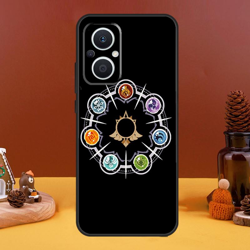 Genshin Impact Elements Case For OPPO Reno 8T 4Z 5Z 10 Pro 11 F 4 5 6 7 8 Lite OPPO Find X5 X6 Pro X2 X3 Lite Cover