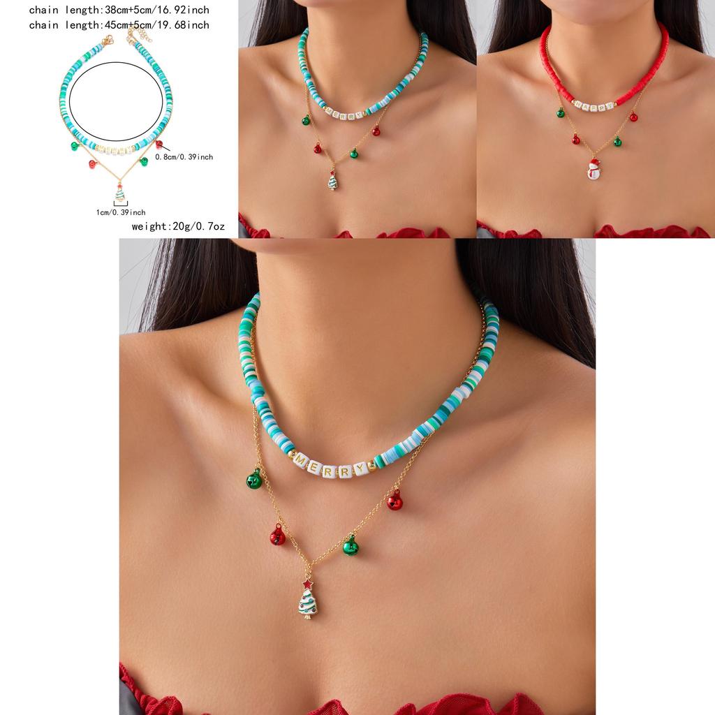 Seasonal Santa Claus Necklace With Snowflake And Bell Charms For Christmas Celebrations