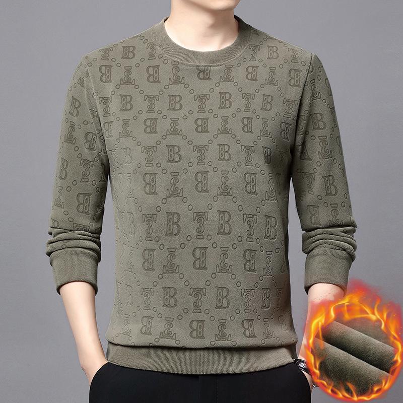 Мужской утолщенный двухсторонний флисовый свитшот с круглым вырезом - Теплый зимний повседневный слой M