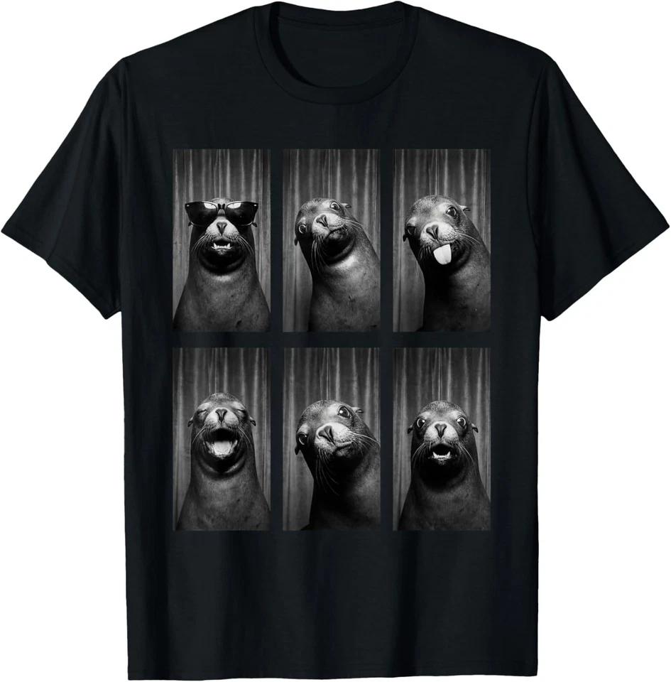 Sea Lion Photobooth Funny Ocean Animal Portrait T-Shirt unisex T-Shirt 4XL